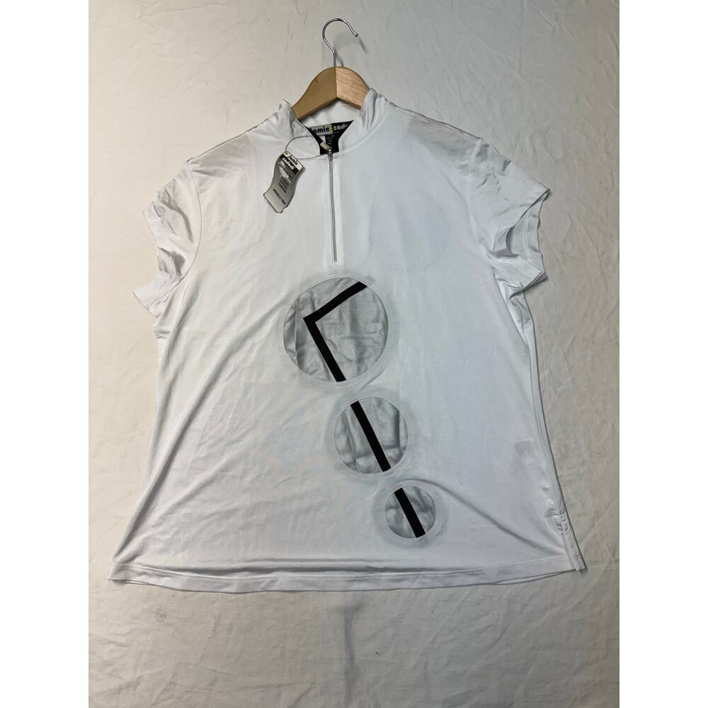 Jamie Sadock women’s 1/4 zip golf shirt XL white Black Textured Sleeveless  NWT